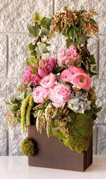 Peonies In A Wooden Box My Los Angeles Florist In West Hollywood Ca Cedars Sinai Florist