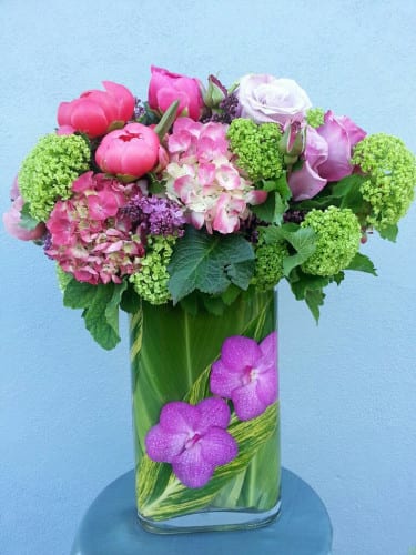 Pinch Me Peonies - Peonies,roses Vanda Orchids,Viburnum,Hydrangea,Lilac,Tropical Leaves.