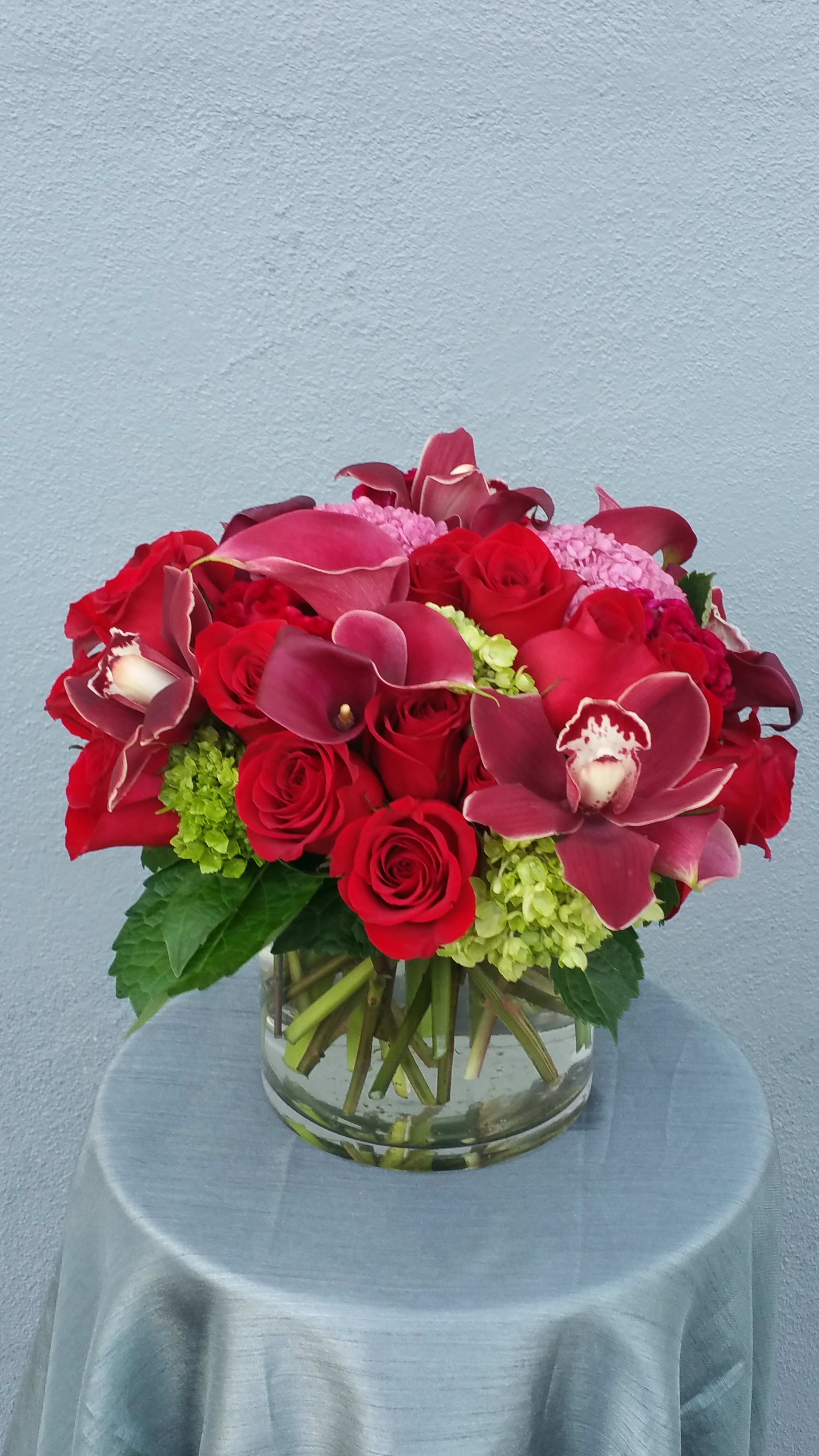 bugrundy beauty - Calla lilies, roses, hydrangea, orchids 