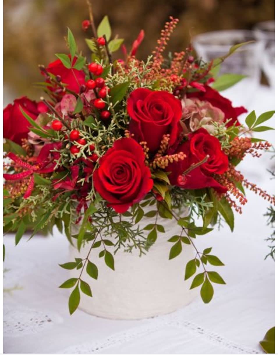 Rose of Sharon - Red roses with seasonal filler