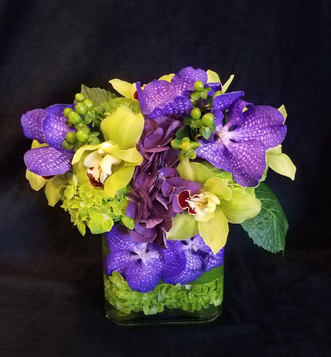 Purple pleasure - Orchids hydrangea and other purple and green flowers 