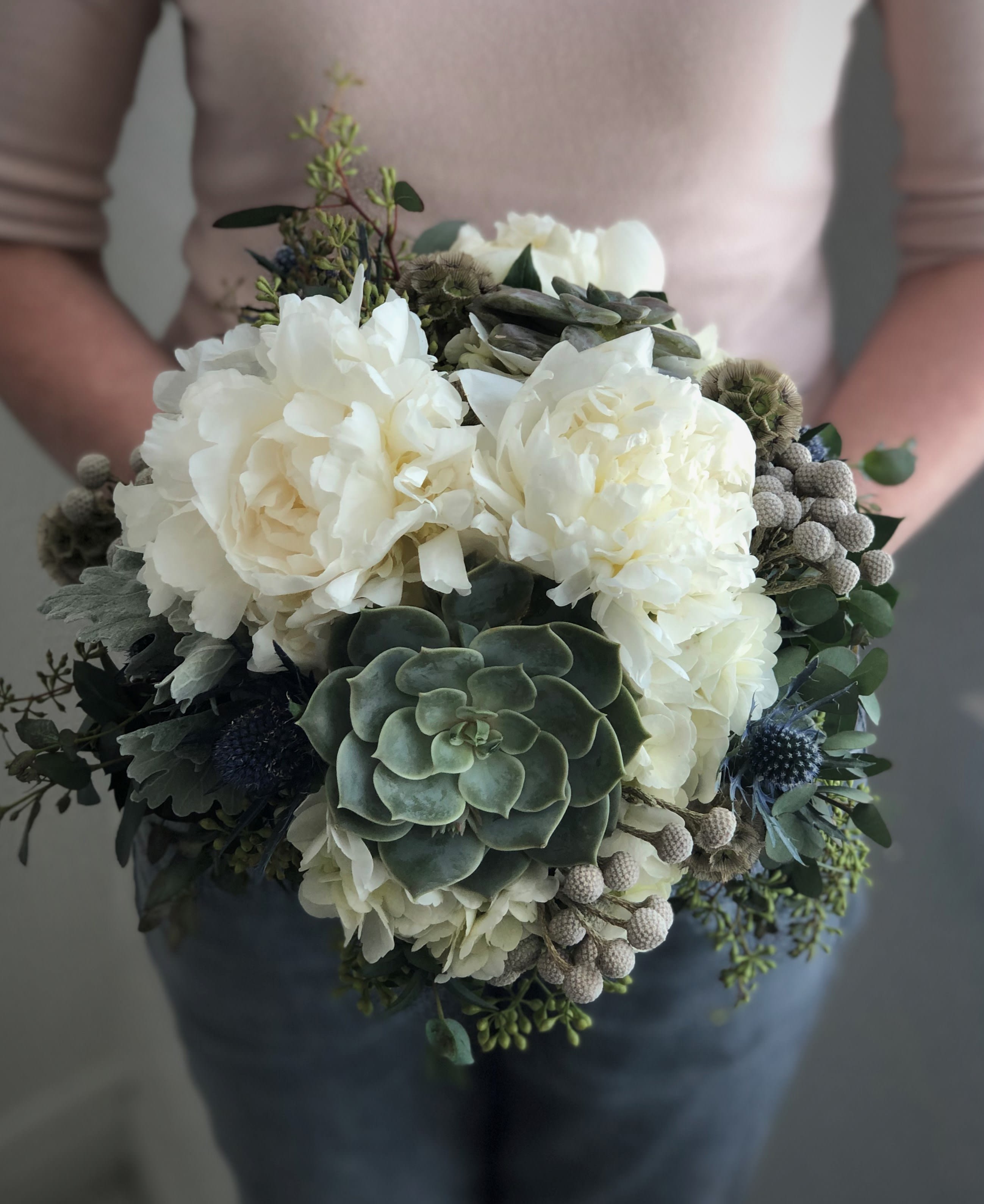 Succulent Peony Bridal Bouquet By A Garden Floral Keep it simple succulent inspired industrial chic wedding. succulent peony bridal bouquet by a garden floral