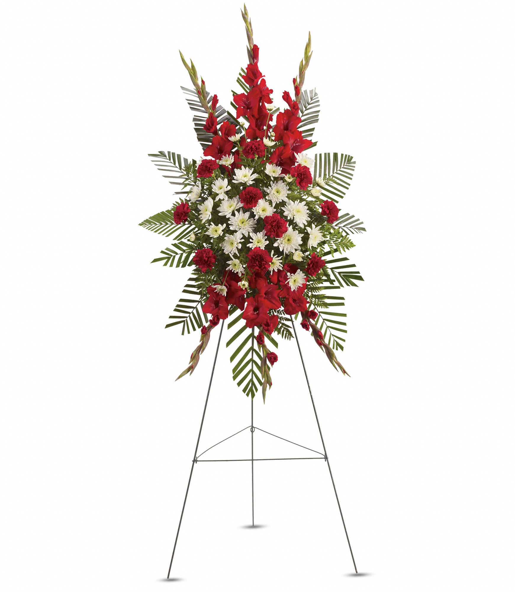 Strength &amp; Solace Spray by Teleflora - Express your love beautifully and tastefully with this stunning spray of red and white floral favorites. An impeccable choice for the memorial service. 