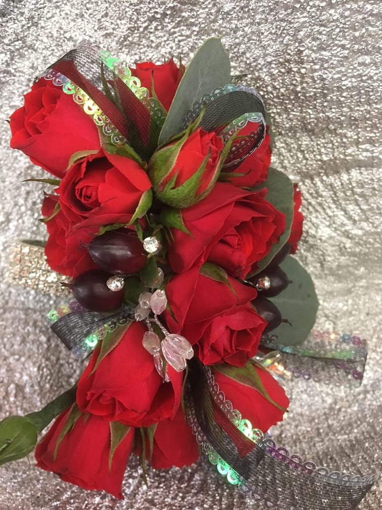 Red on sale wrist corsage