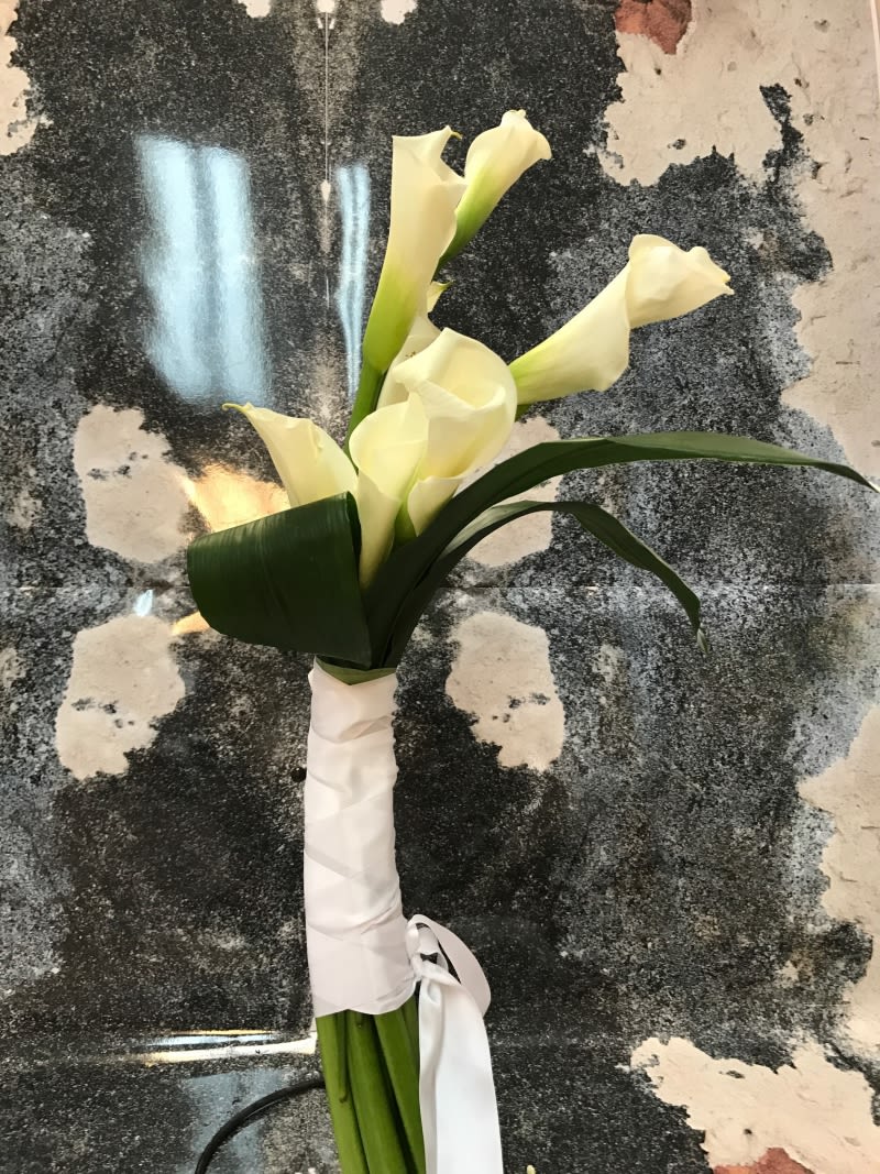 Classic White Calla Lily Wedding Bouquet By Victoria Park Flower Studio