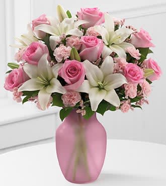 white &amp; pink - white lilly pink roses
