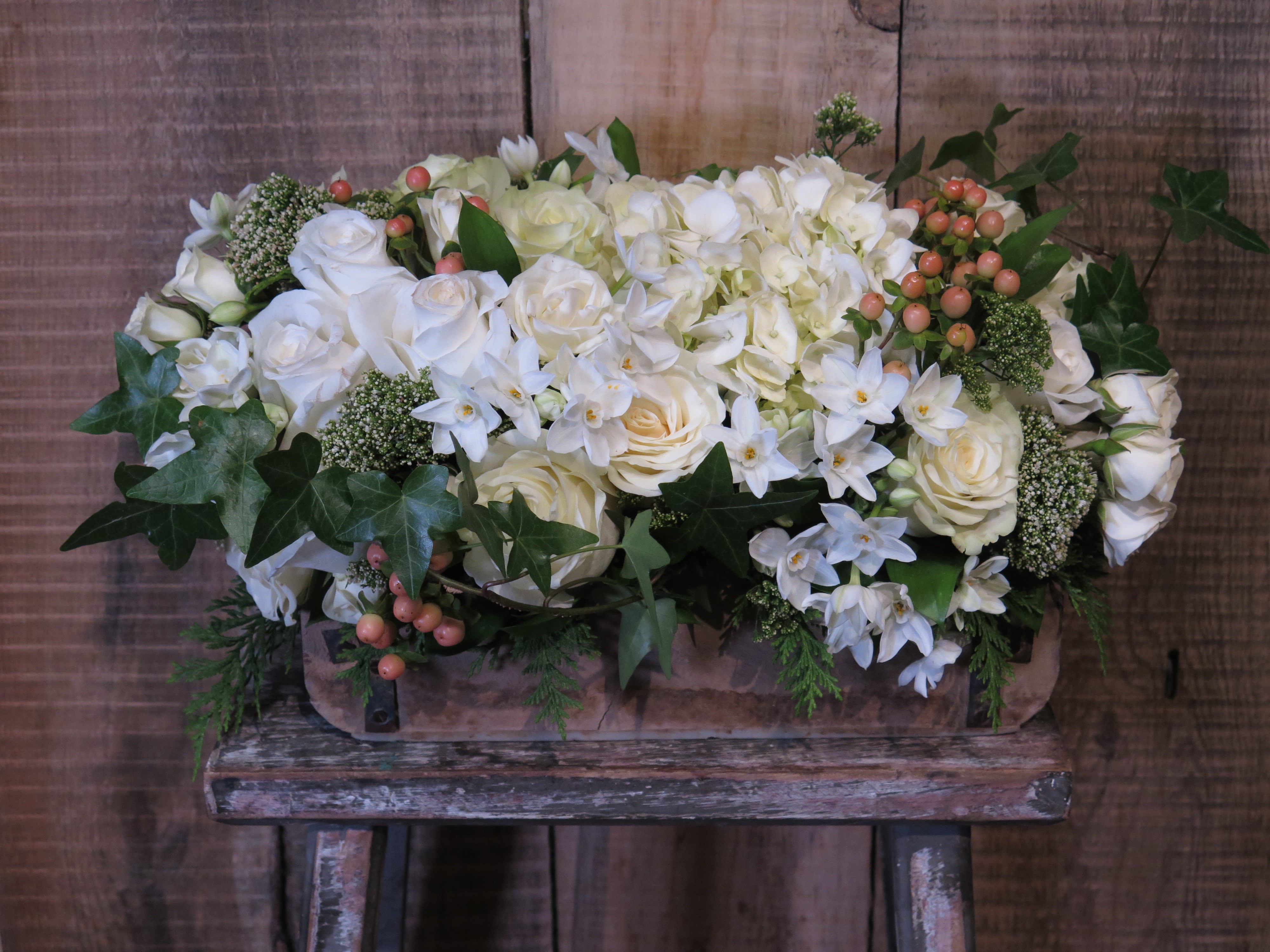 Valentines Wooden Box - white in Worcester, MA | La Jolie Fleur