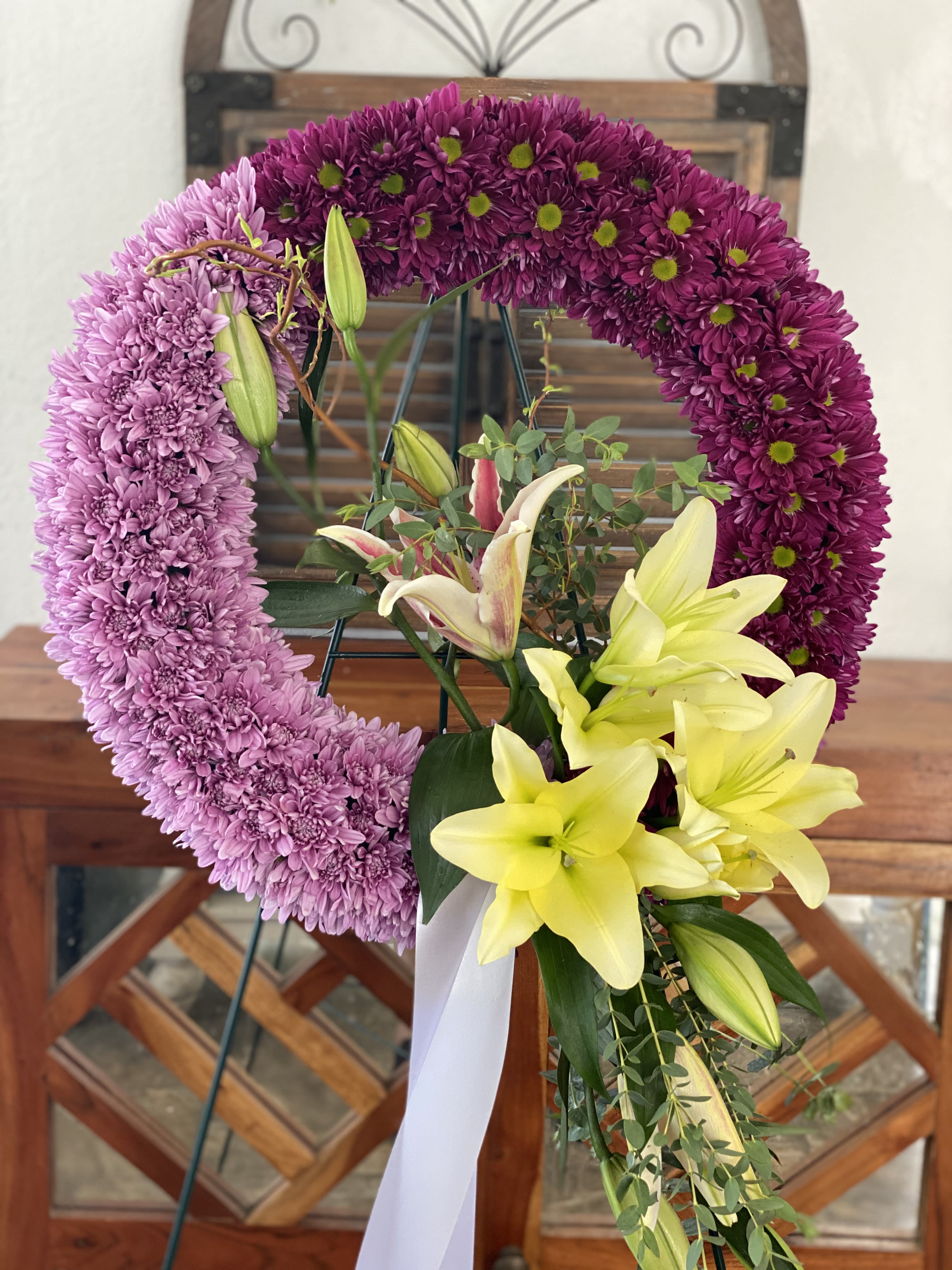 Ombre wreath  - Sympathy ombre wreath in purples.