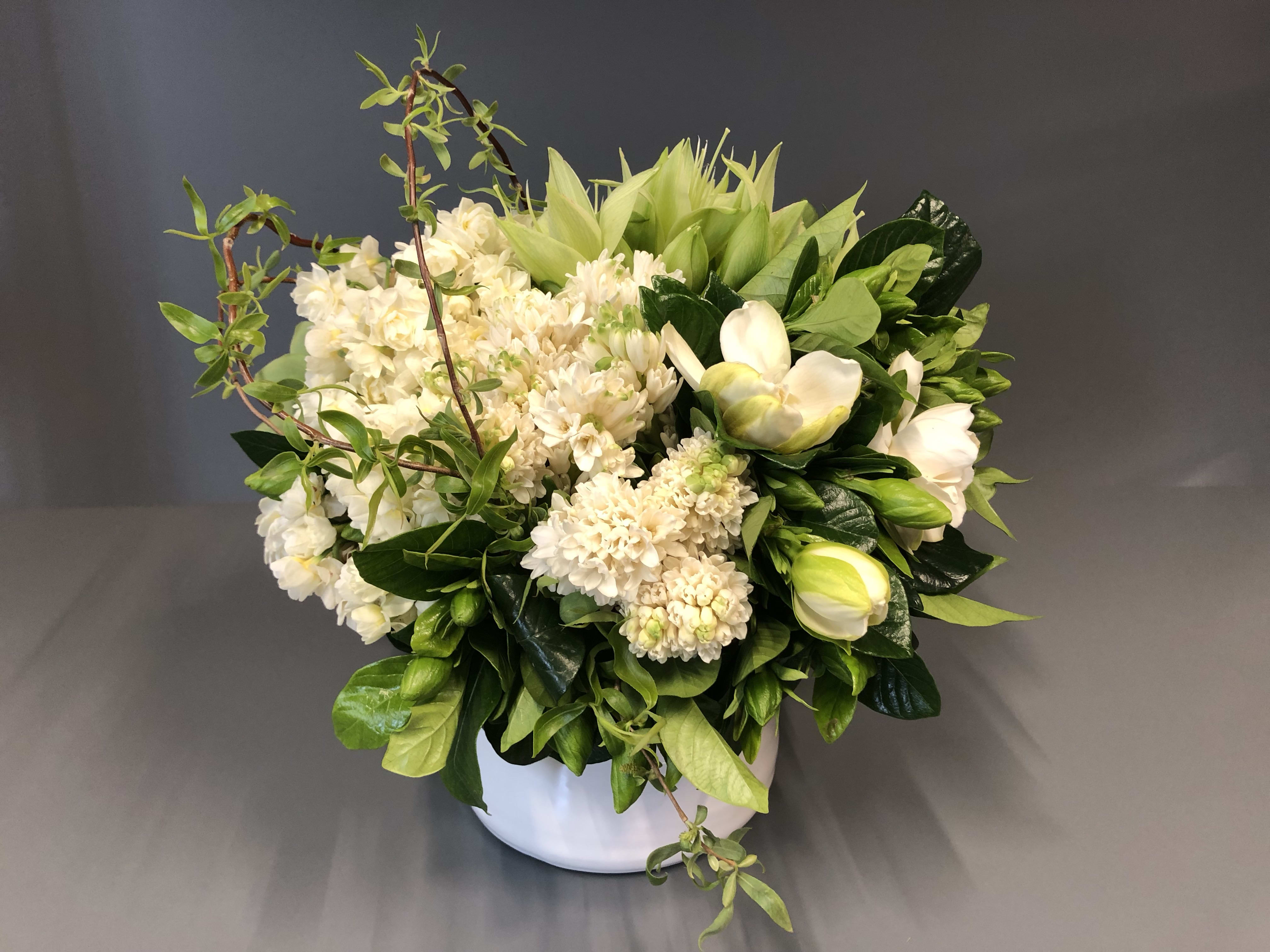Modern White And Green Spring In Corte Madera Ca Green Bouquet Floral Design