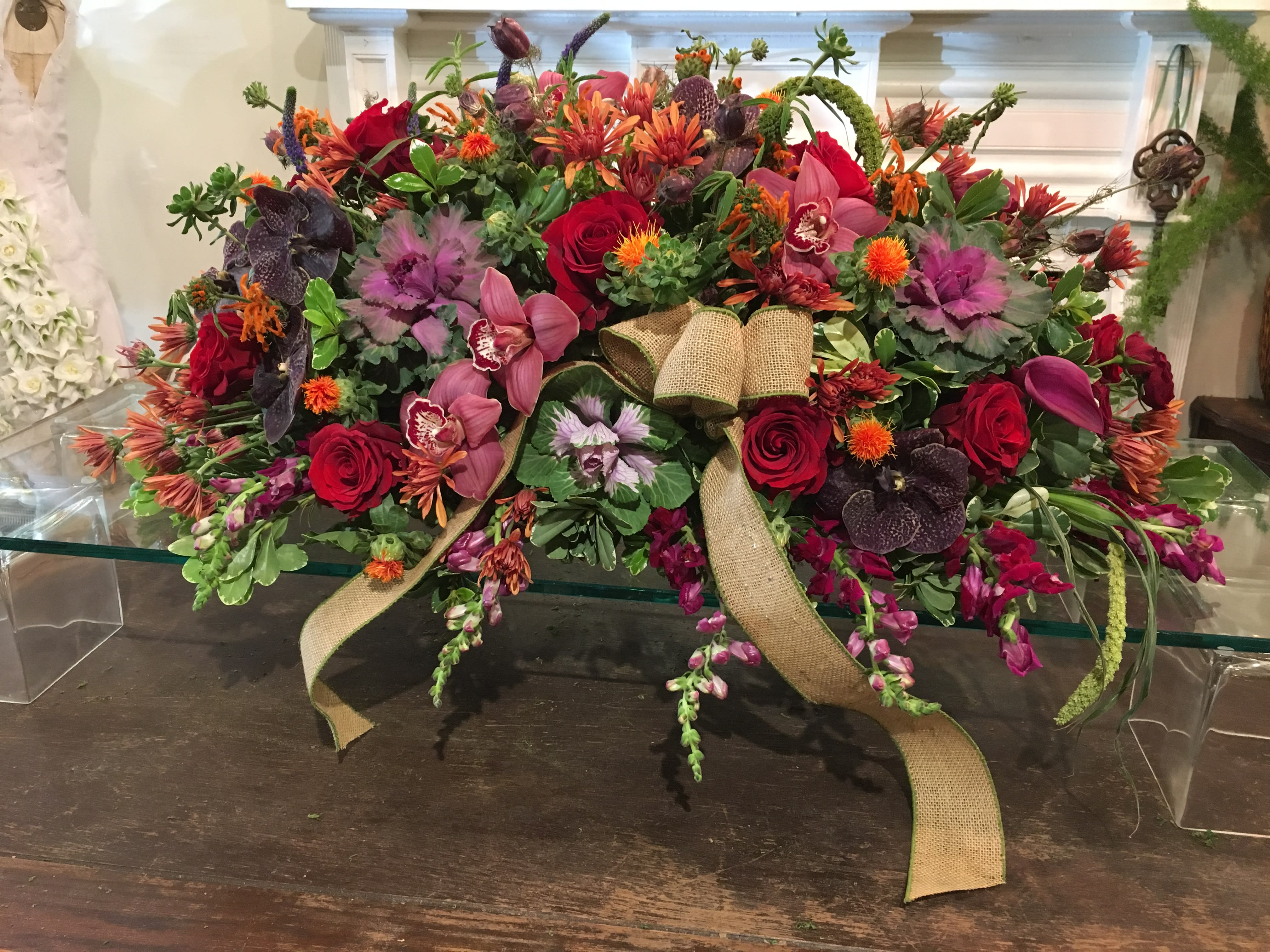 Custom Anna Rose Half Casket Cover Custom Anna Rose Half Casket Cover - Express your feelings of love with this beautiful half casket cover. Specify colors in comments section.