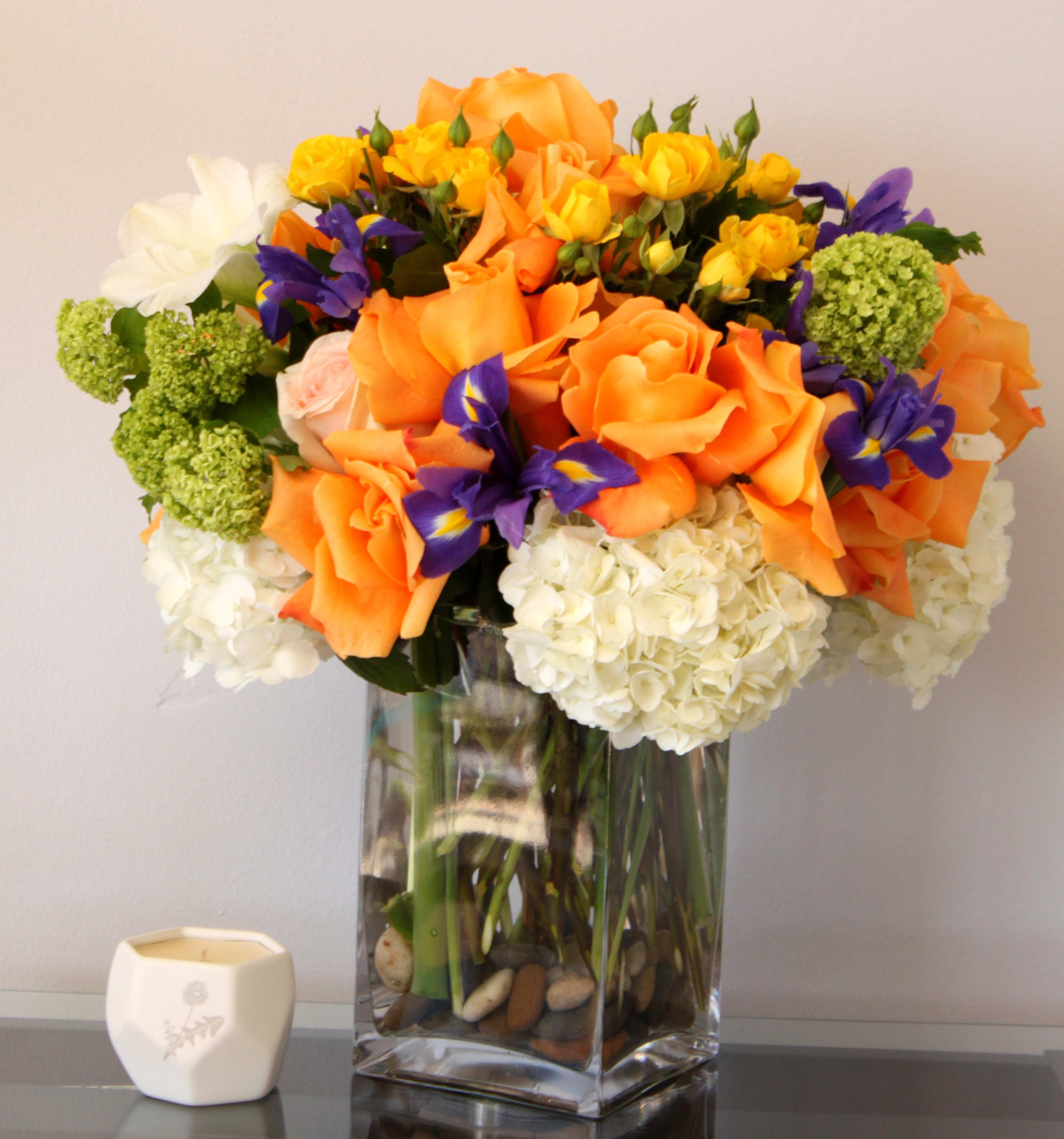 Spring Fling With Roses Irises And Viburnum In Phoenix Az Designs By Zima