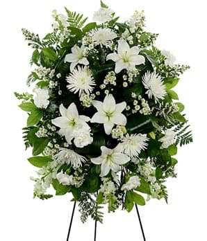 White Standing Spray Bf 190 11k In San Jose Ca Toshi S Flowers Gifts