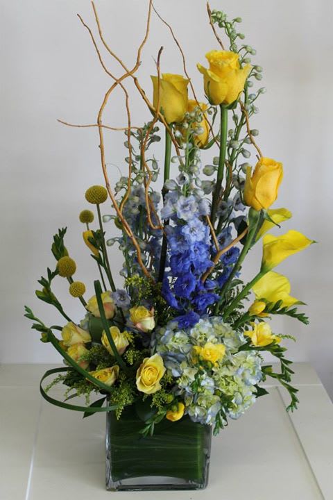 What a blessing! What a blessing! - Delphinium, Hydrangea, Rose, Freesia, Calla lily