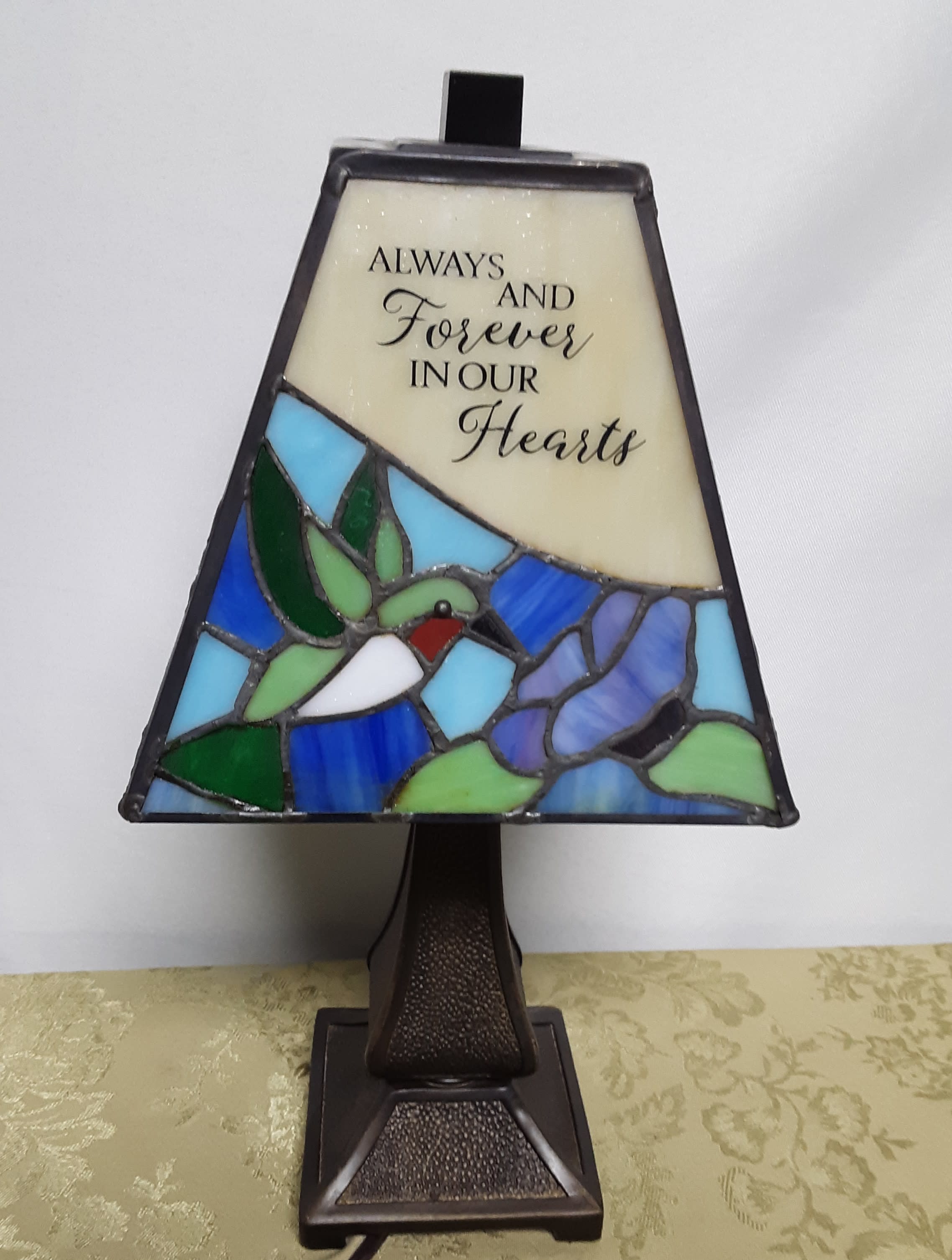 "Forever In Our Hearts" Stained Glass Memorial Lamp in Greensburg, PA