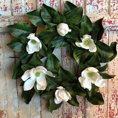 White Silk Magnolia Wreath By Jeffrey S Flowers By Design