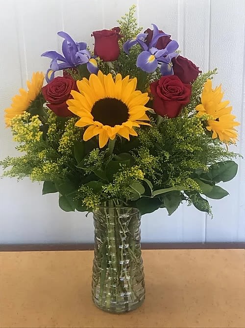Red Roses and Sunflower Bouquet in Pico Rivera, CA Pico Rivera Flower