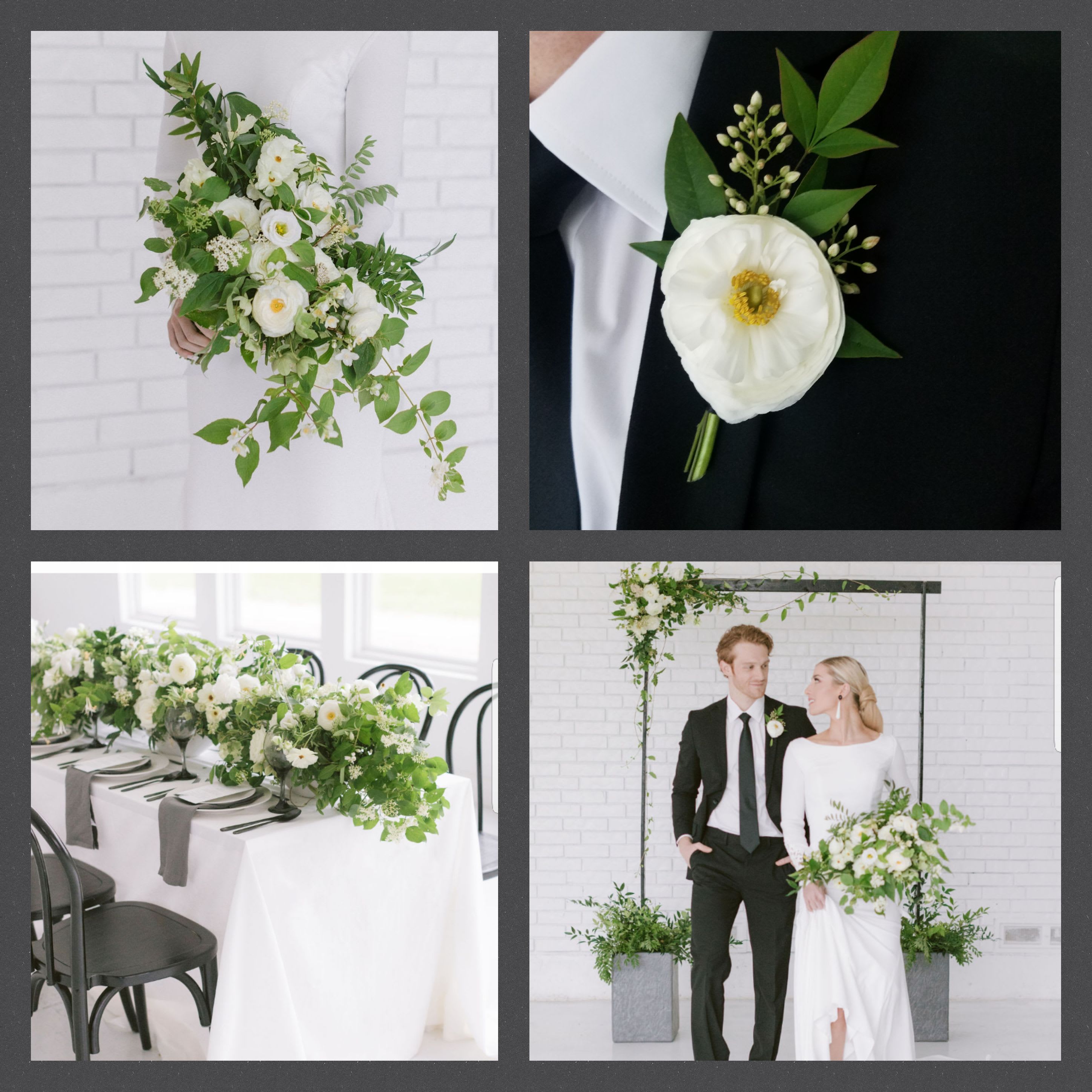 The Classic Minimalist  - Striking, Elegant, Classic.  Perfect for the modern bride who loves a clean and stylish look.   Custom Packages Available.  Call for Details.  