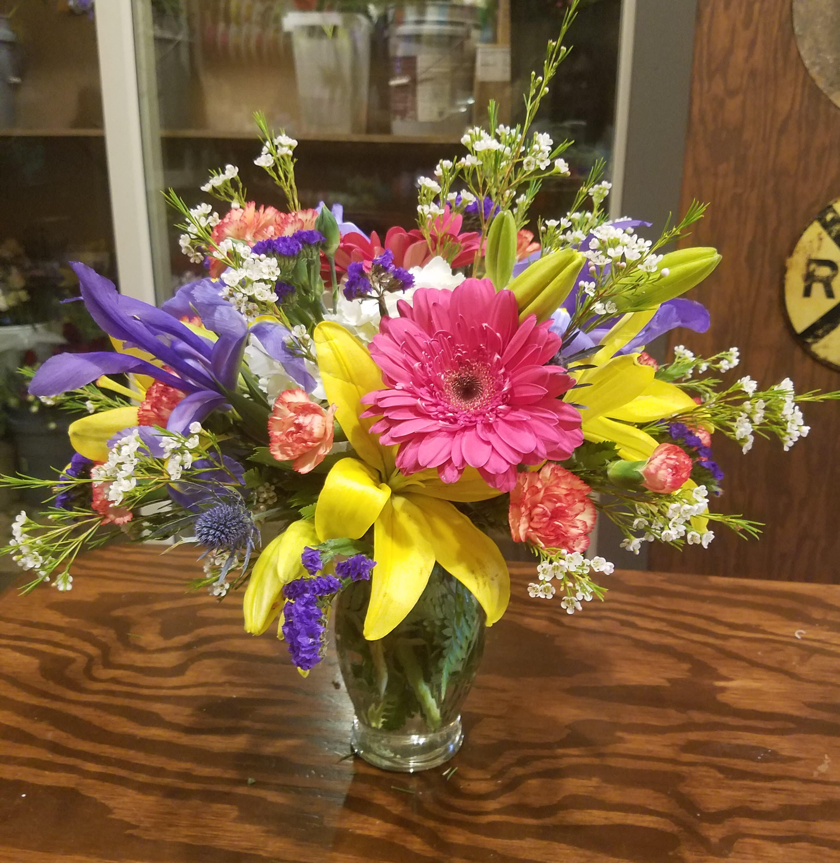 Pink And Blue And Yellow Too In Watertown Tn Watertown Flower Shop See more ideas about flower arrangements, floral arrangements, arrangement. pink and blue and yellow too in watertown tn watertown flower shop