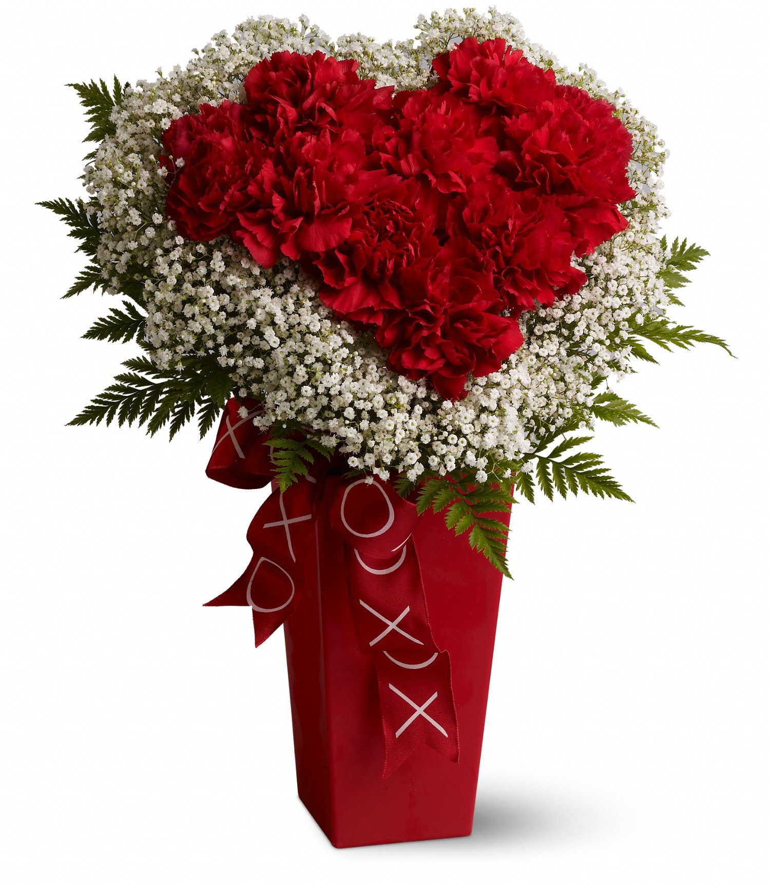 Red Carnations & Gypsophila Heart