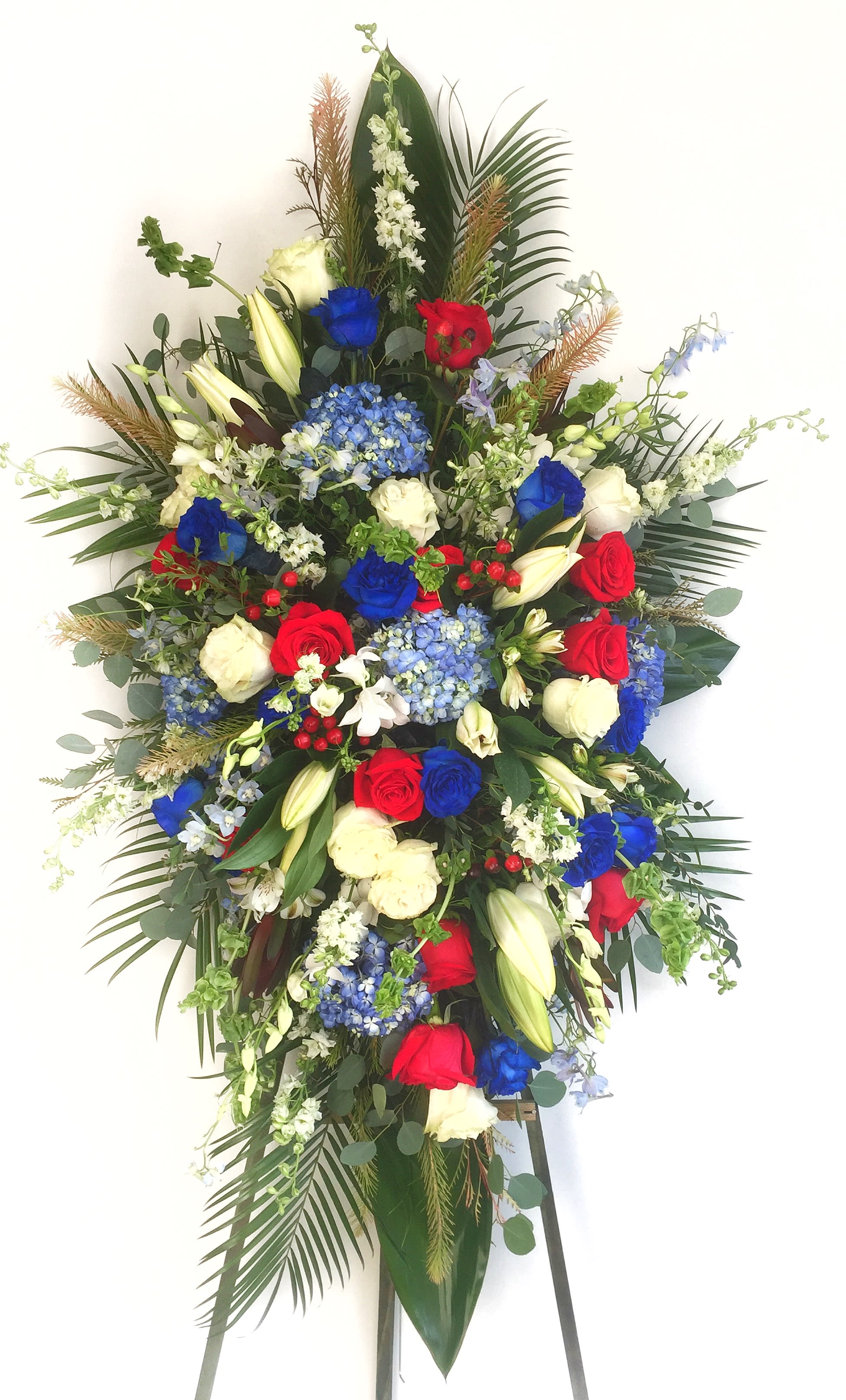 Red, White & Blue Standing Spray by The Wicked Florist