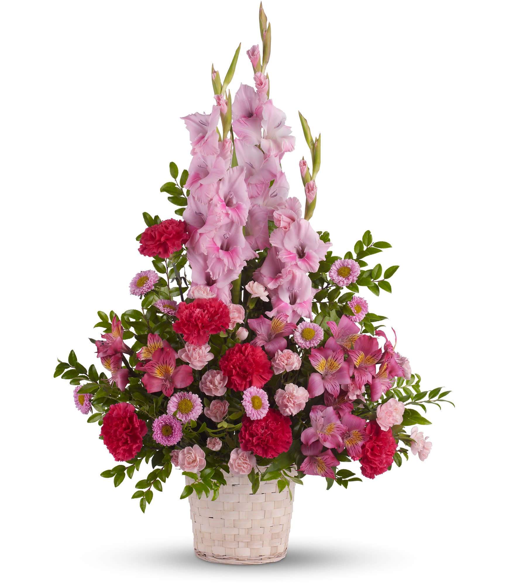 Heavenly Heights Bouquet Heavenly Heights Bouquet - Beautifully feminine. Serene but strong. This pretty basket of pink flowers is a lovely way to show you care.