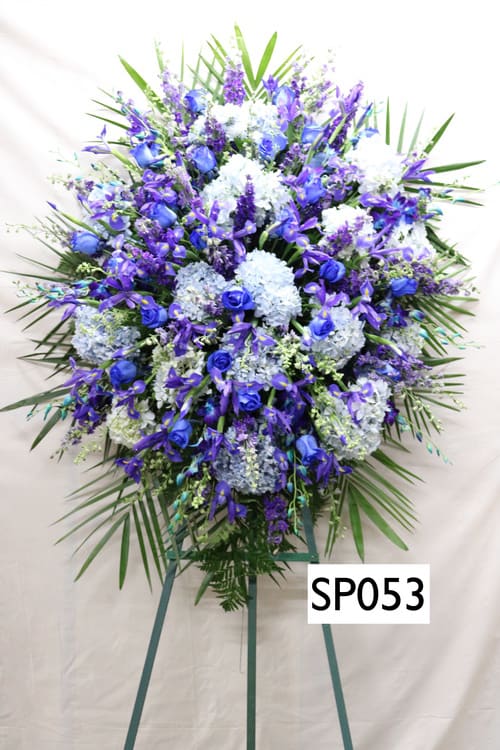 SP053 - Blue Roses, Purple Iris, Purple Stocks, Blue Hydrangeas, Blue Orchids