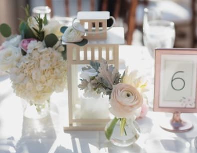 White Lantern with  fresh flowers rental -  tour choice of colors