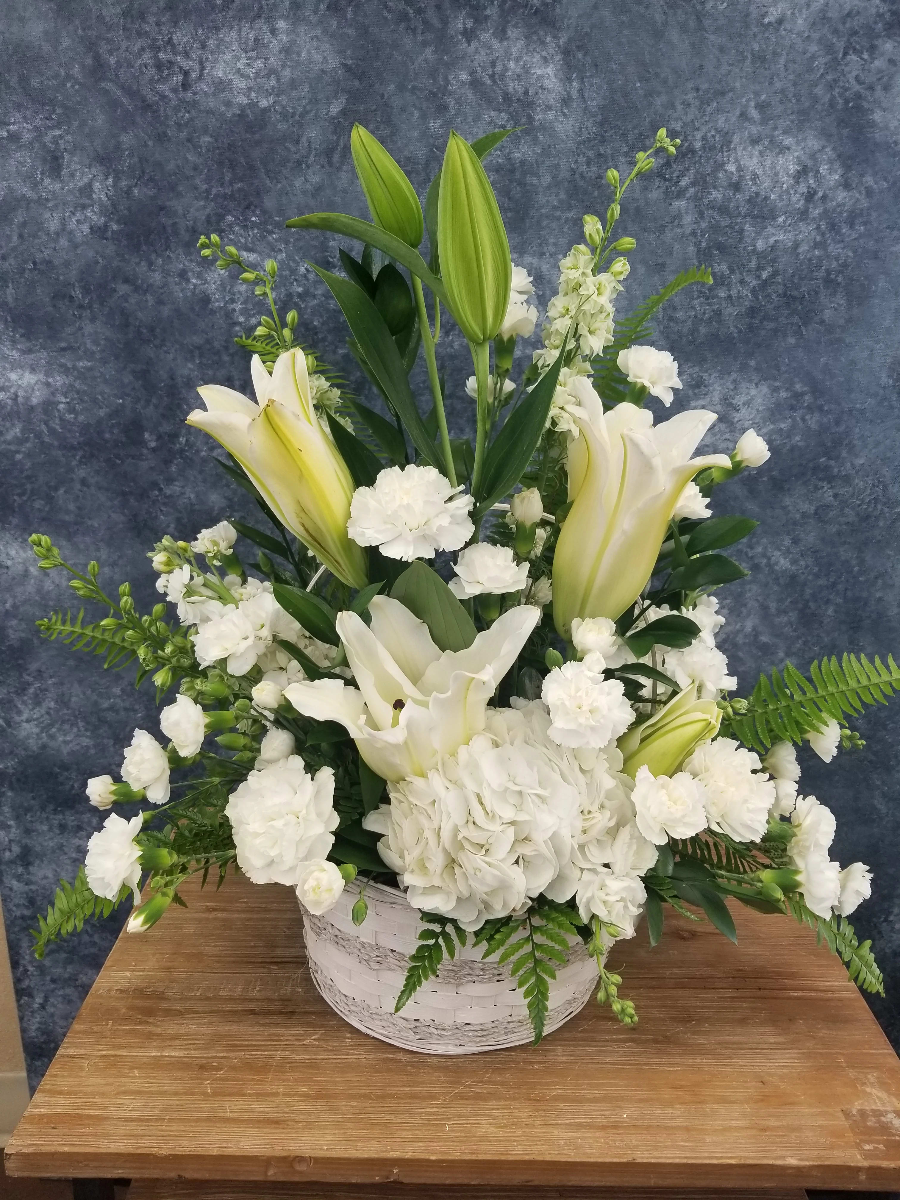 Elegant Basket of White Lilies in Simi Valley, CA Michael's Flowers