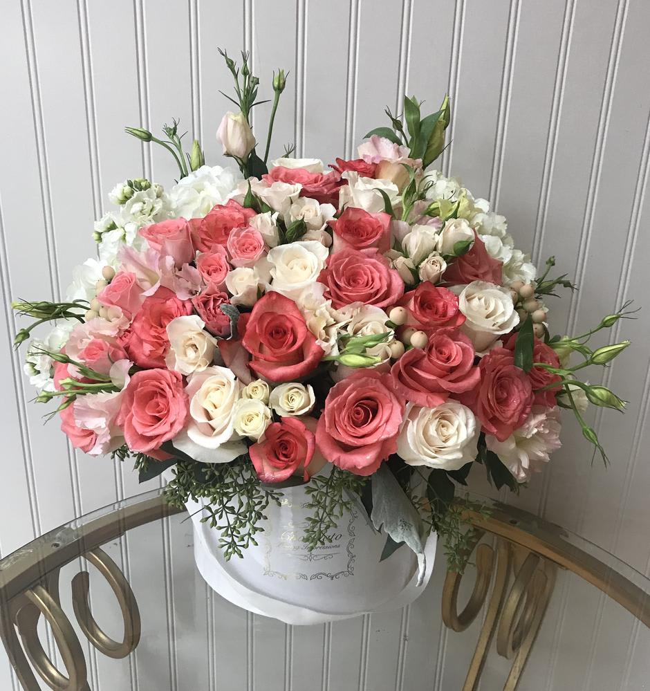 Pink Spray Roses with Eucalyptus Pink Spray Roses with Eucalyptus