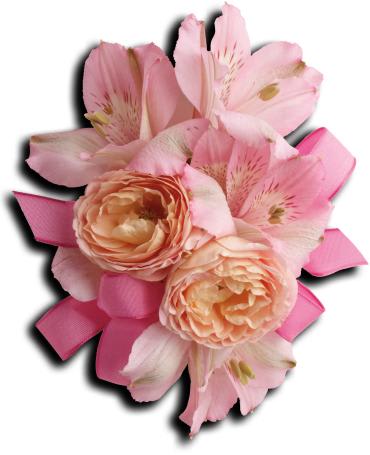 Beloved Blooms Corsage -  So pretty in pink roses with delicate pink alstroemeria. 
