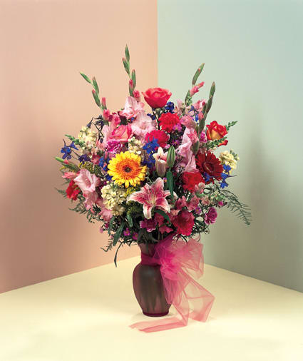 ON SALE WAS $150 - NOW $79 - ANNIVERSARY TREASURE - SEND THEM THE WOW FACTOR- WE THIS AMAZING ARRAY OF COLOR. FEATURING IMPORTED ROSES AND LILIES