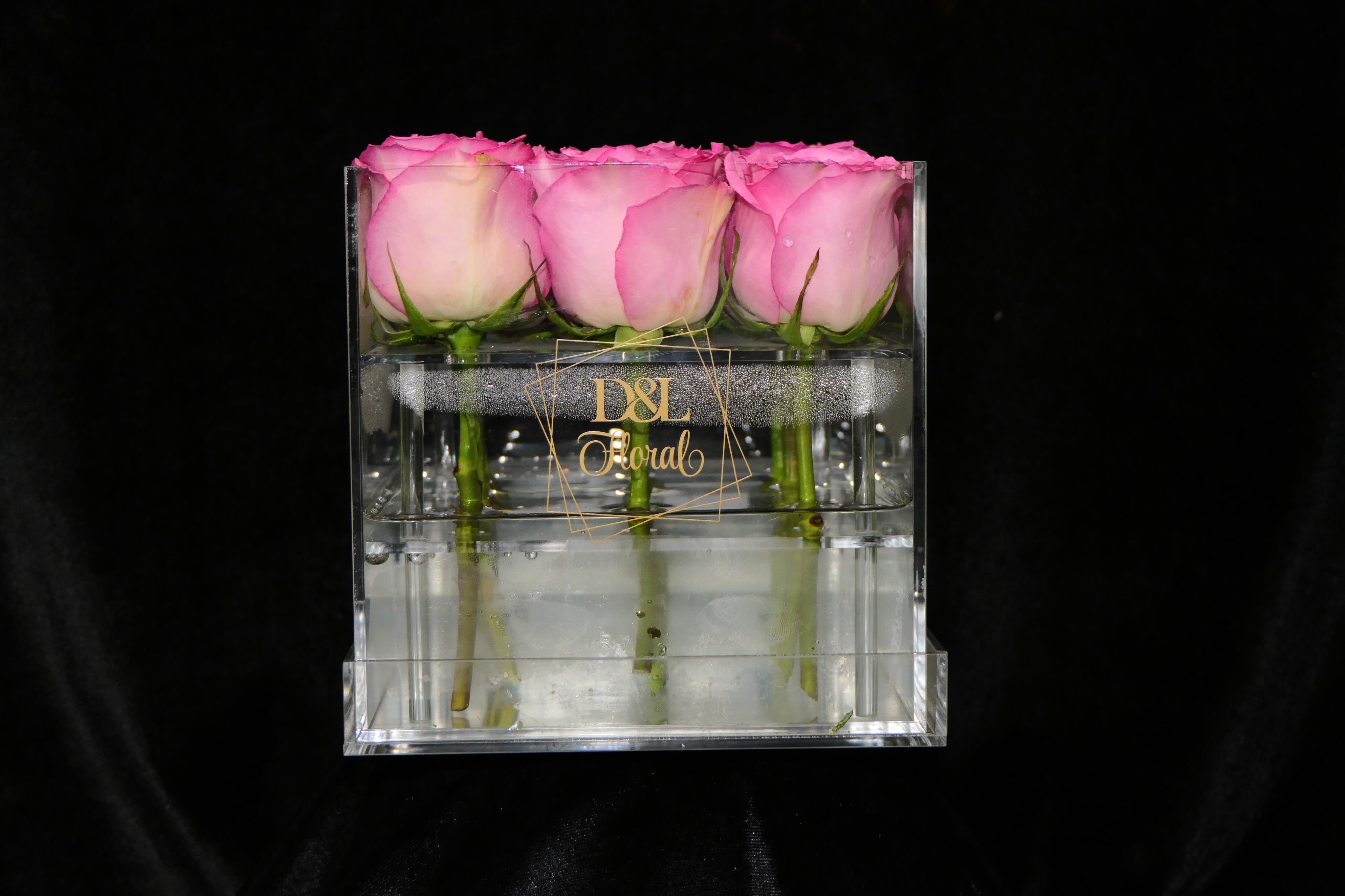 Pink Roses in Keepsake Box in Fresno, CA D & L Roses