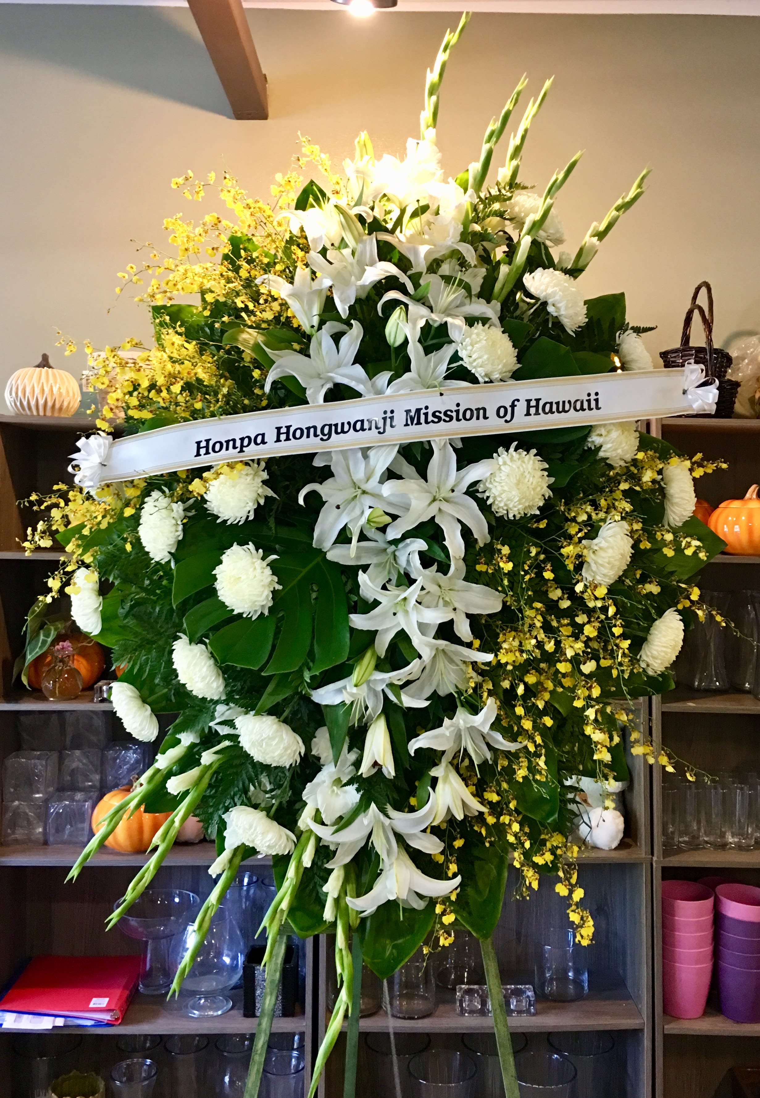 24 Lily River Spray Wreath in Honolulu, HI Stanley Ito Florist