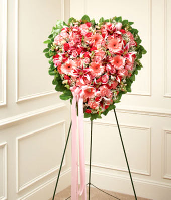Pink Heart - Gerber, roses, carnations