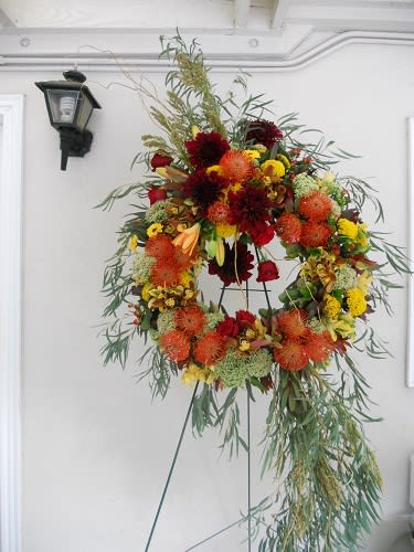 Woodsy Masculine Wreath Easel by Petal People Florist
