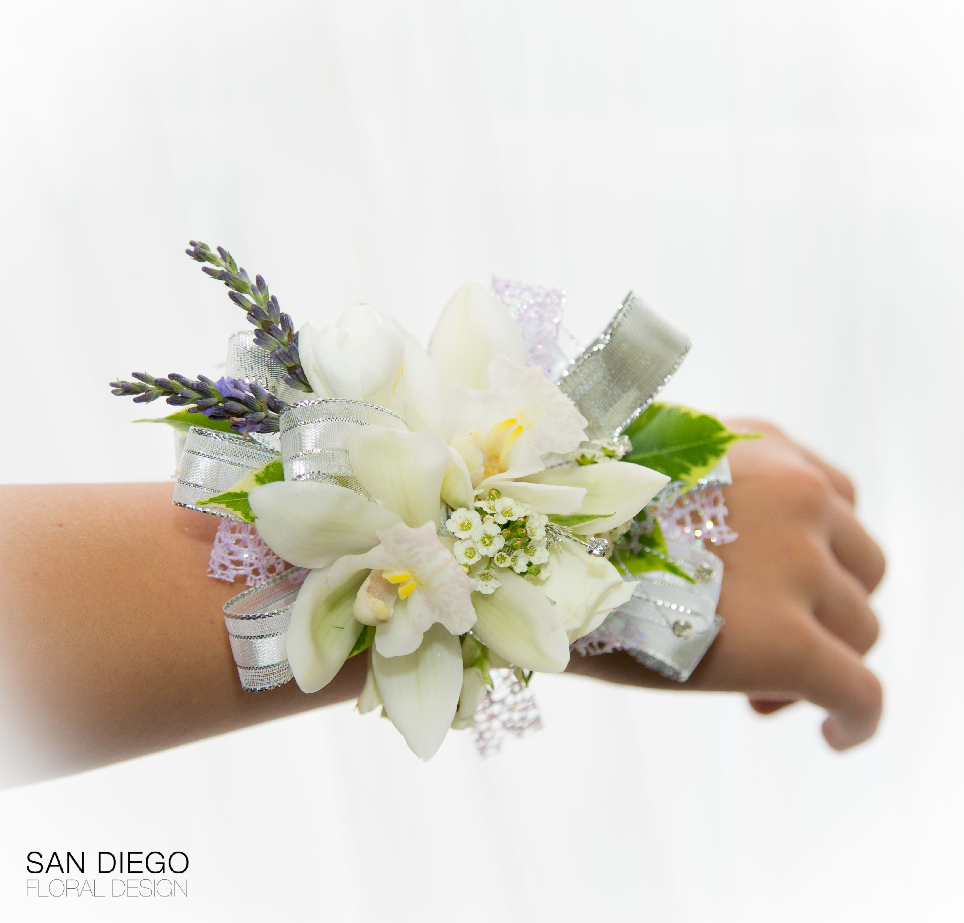 White Mini Cymbidium Orchid Corsage In San Diego Ca San Diego Floral Design White Mini Cymbidium Orchid Corsage In San Diego Ca San Diego Floral Design