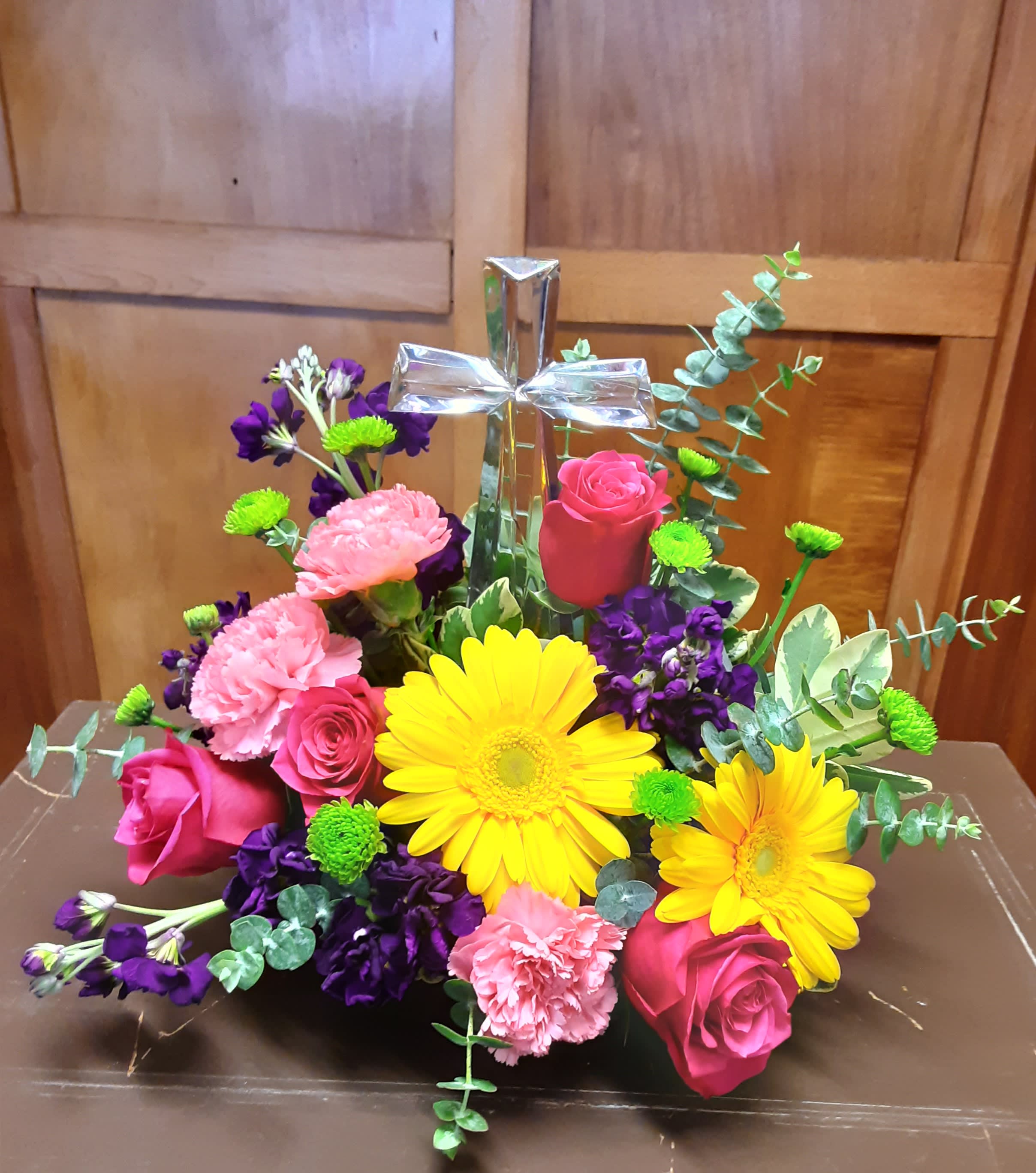 Crystal Cross Arrangement in St George, UT | The Flower Market
