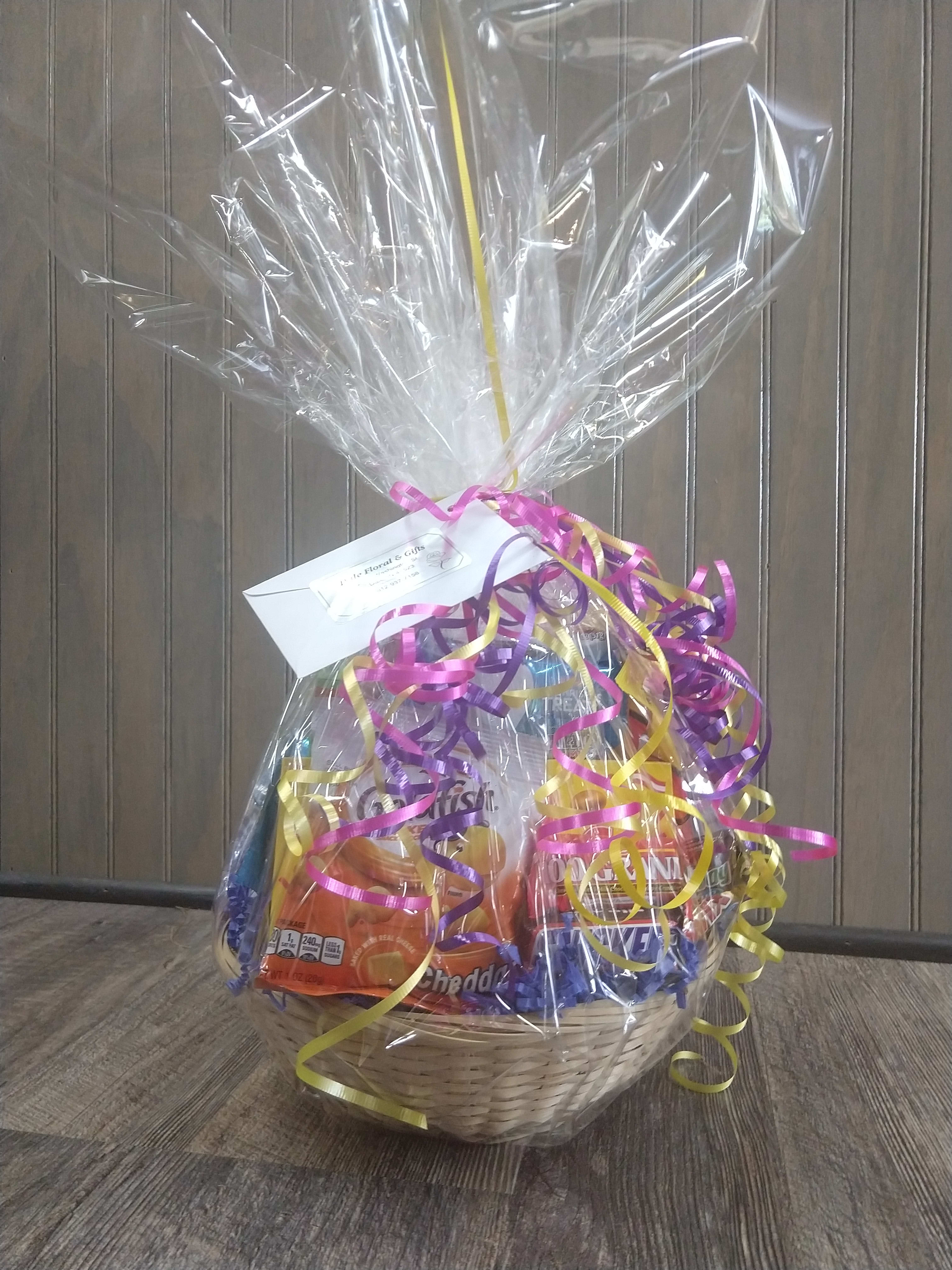 Junk Food Basket - Assorted sweet and salty snacks.  