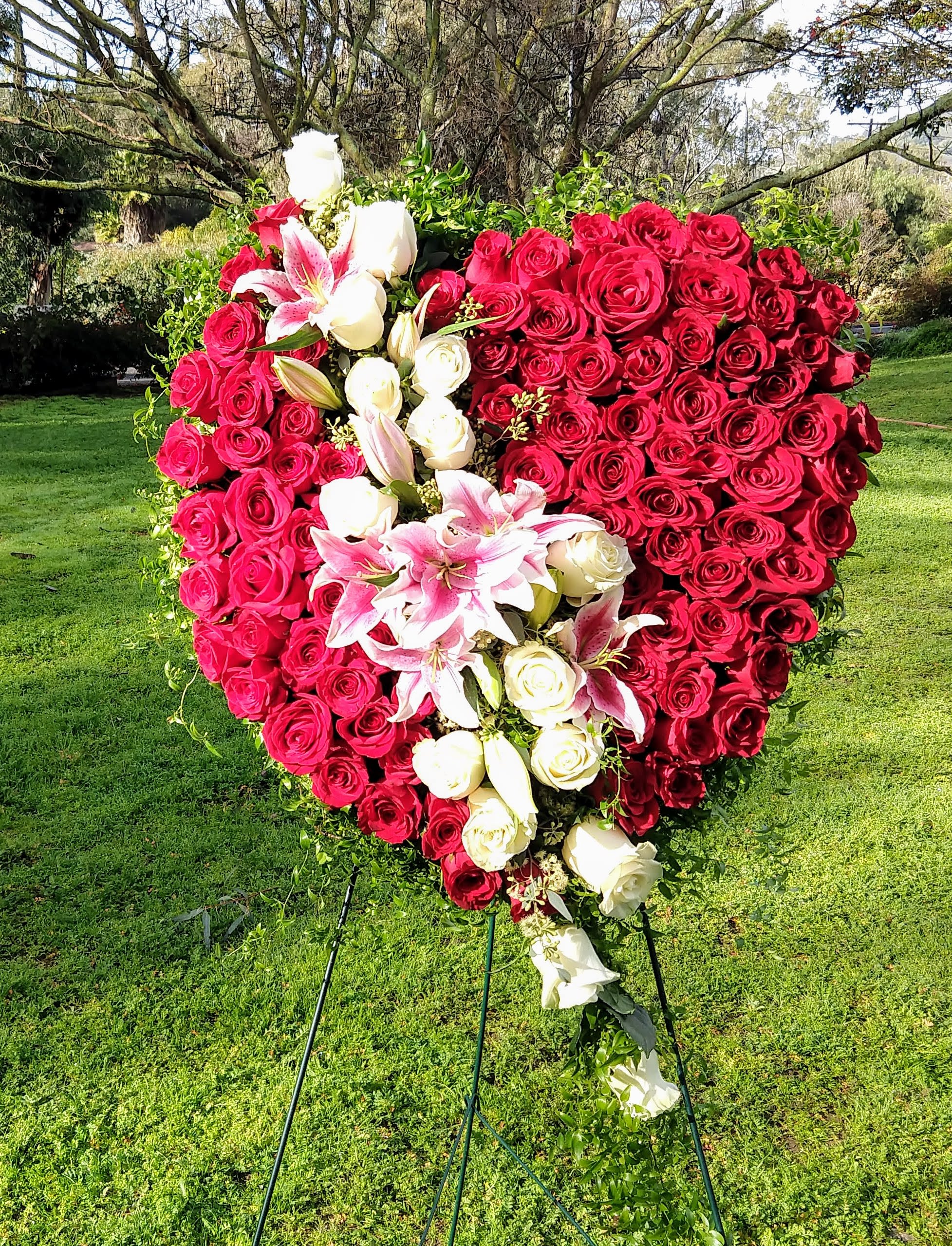 My heart for you - Red Roses, with a  White Roses and stargazer Lily burst