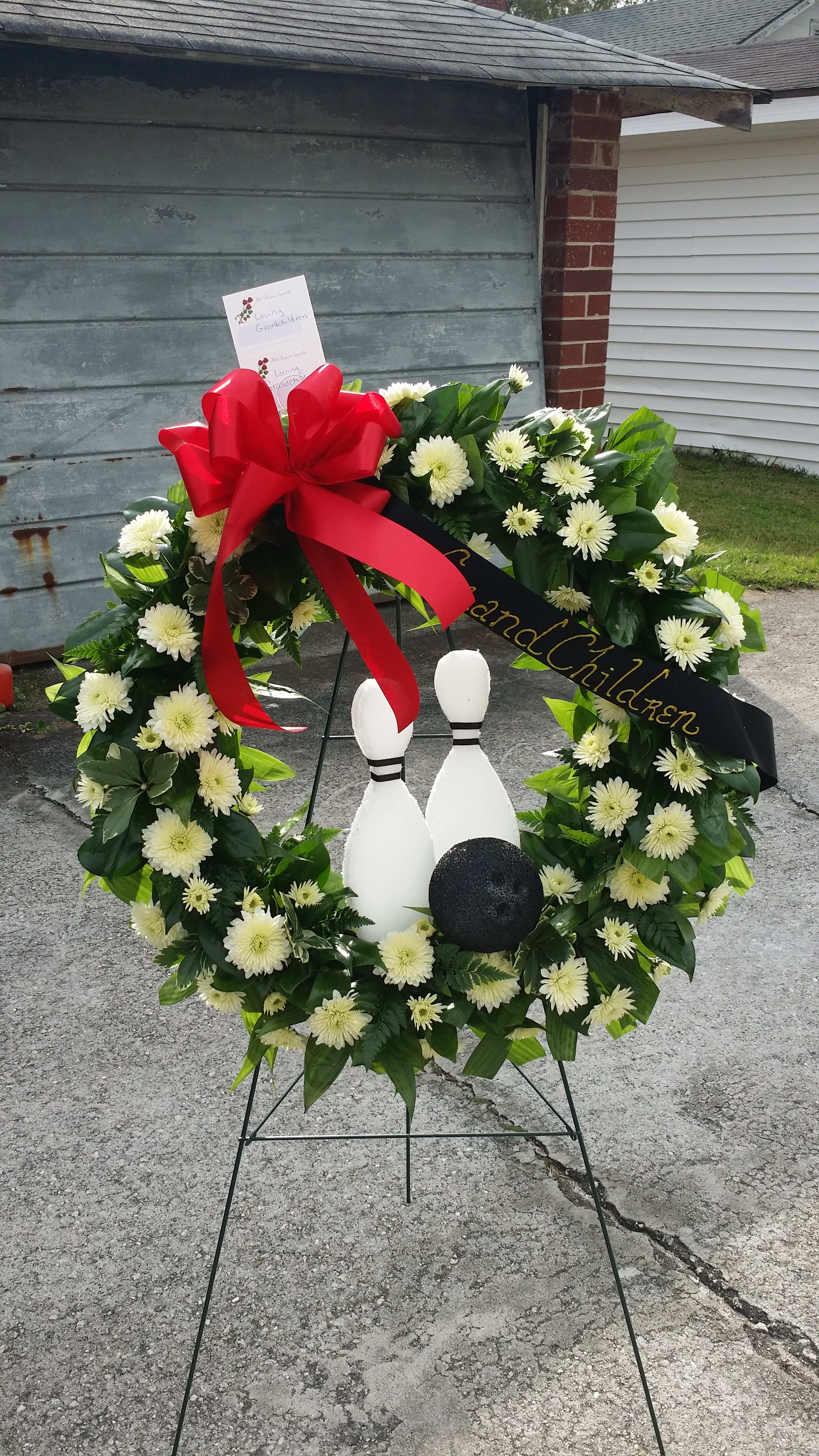 Bowling Pin Wreath In Augusta Ga Annie S Floral Boutique All of from you flowers funeral flowers are arranged by a local florist and. bowling pin wreath in augusta ga annie s floral boutique