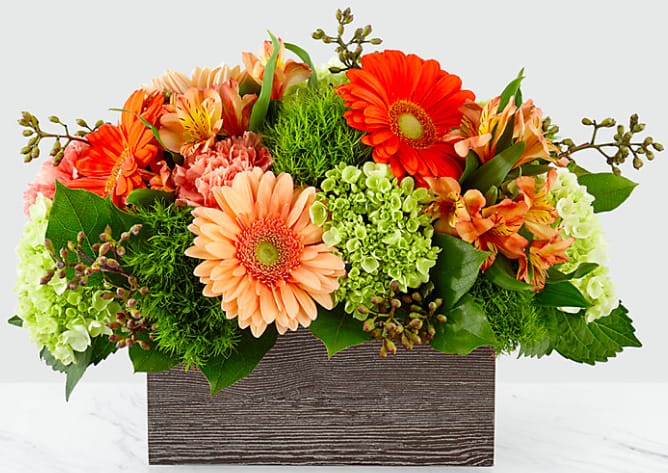 Hello, Gorgeous - Through a unique combination of carnation's love, gerbera's happiness, hydrangea's emotion and alstroemeria's devotion, our florists have crafted a bouquet that blossoms with heartfelt sentiment. Each flower was carefully chosen and artfully interwoven with salal and eucalyptus to create one of our most gorgeous bouquets.  Product Code: D01p