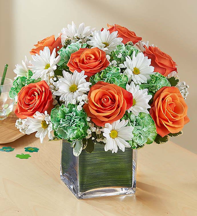 Irish Blessings Bouquet - Irish eyes are sure to be smiling when our popular St. Paddy’s Day bouquet is on display. This compact arrangement is hand-gathered with blooms in the traditional colors of the Irish flag, bringing an abundance of blessings to their hearts and homes.
