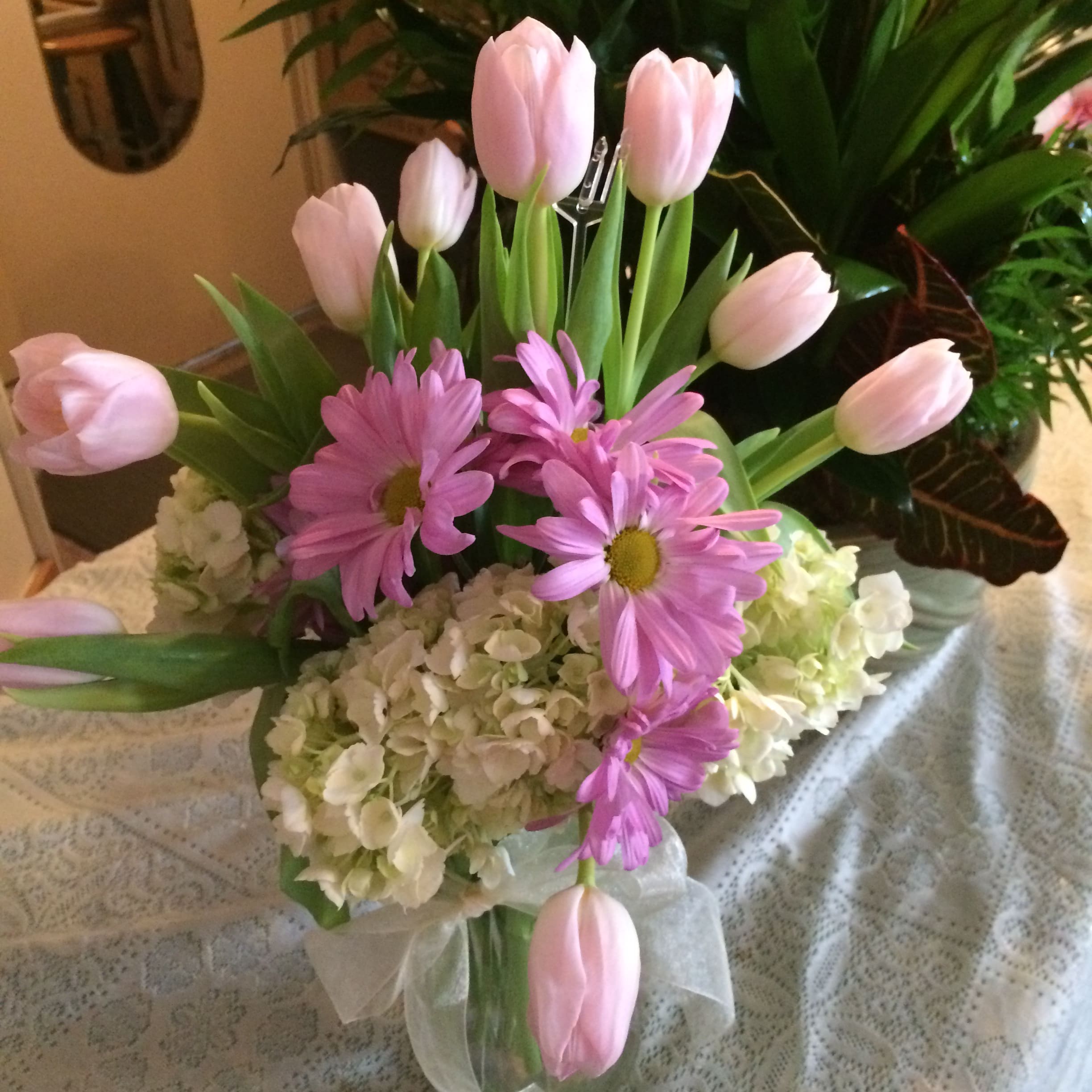 Easter Sensation - Tulips, Daisies and Hydrangae