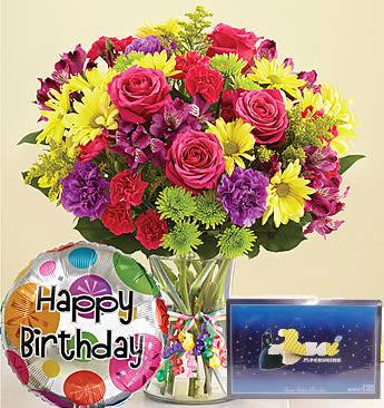 Happy Birthday Flower Bouquet in Celebrate Mug