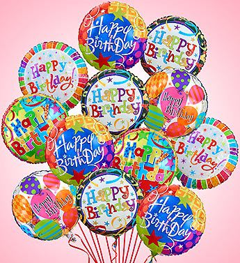 12 Birthday Mylar Balloons 12 Birthday Mylar Balloons - Send a Birthday gift that always rises to the occasion -- our fun "arrangement" of 12 helium-filled Happy Birthday Mylar balloons.