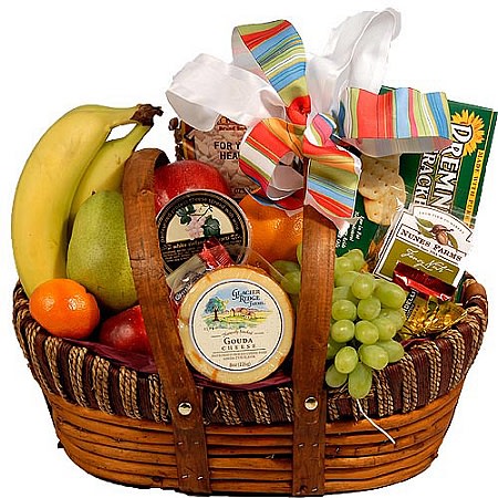 Fruit Crackers and Cheese Basket - Beautiful Basket composed of Fruit Crackers and Cheese Basket
