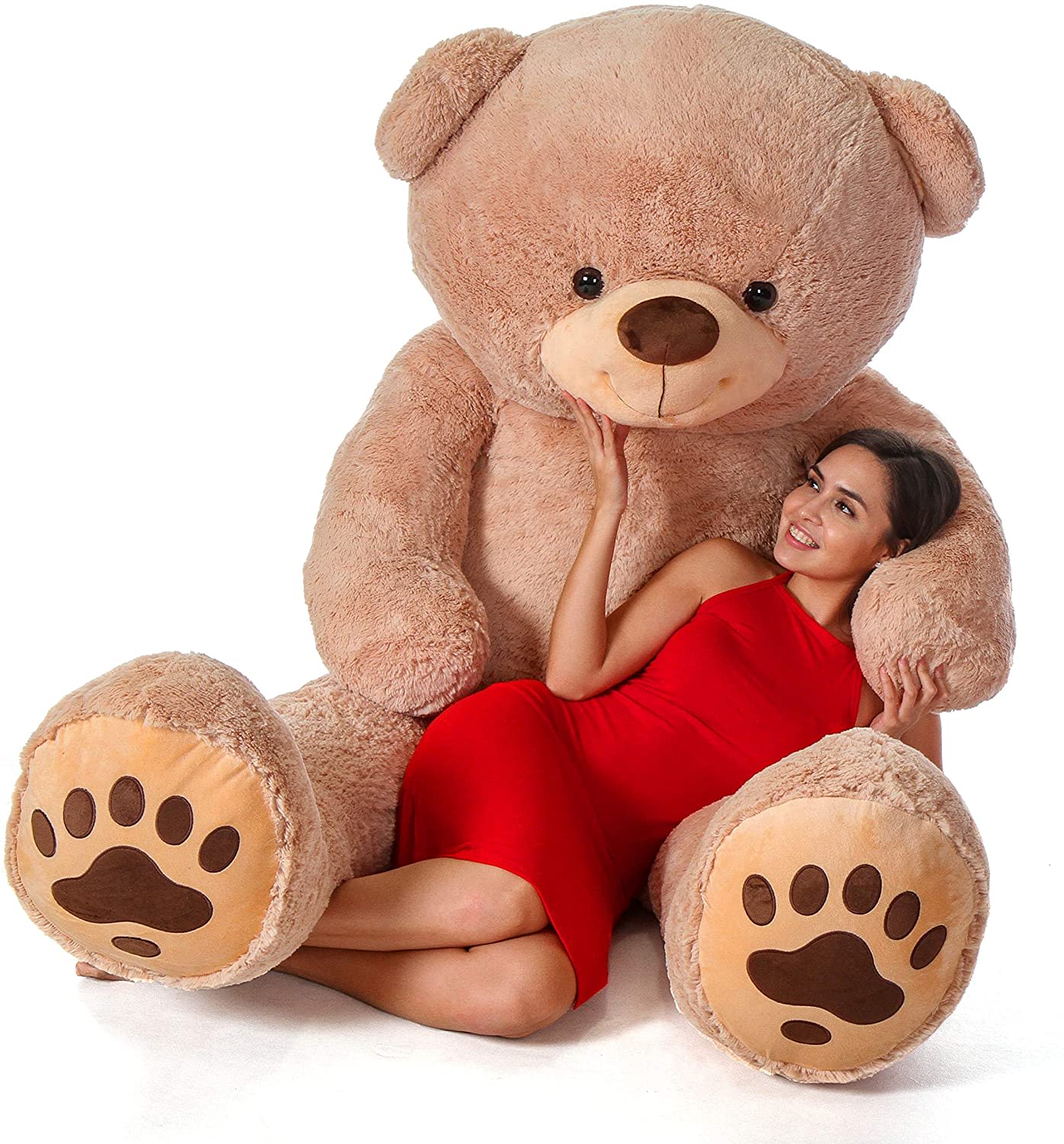 Giant 7 Feet Tall Teddy Bear Huge Size Premium Quality Giant Stuffed Teddy Bear Amber Tan 7