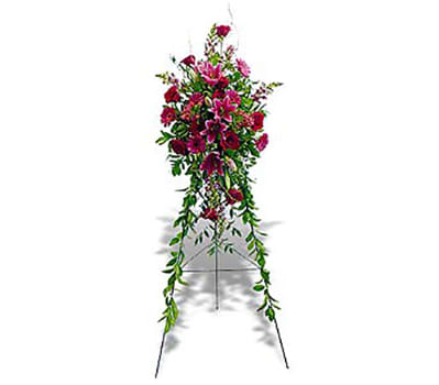 Ruby Remembrance AF16 - A gorgeous expression of remembrance in ruby hues with fragrant lilies and deep red roses.