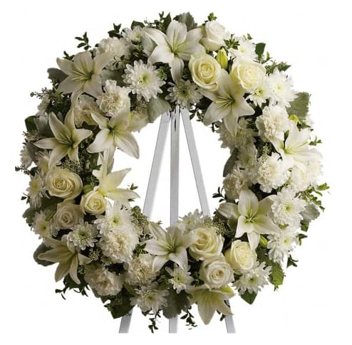 White Funeral Wreath in Basehor, KS | The Flower Bar Design