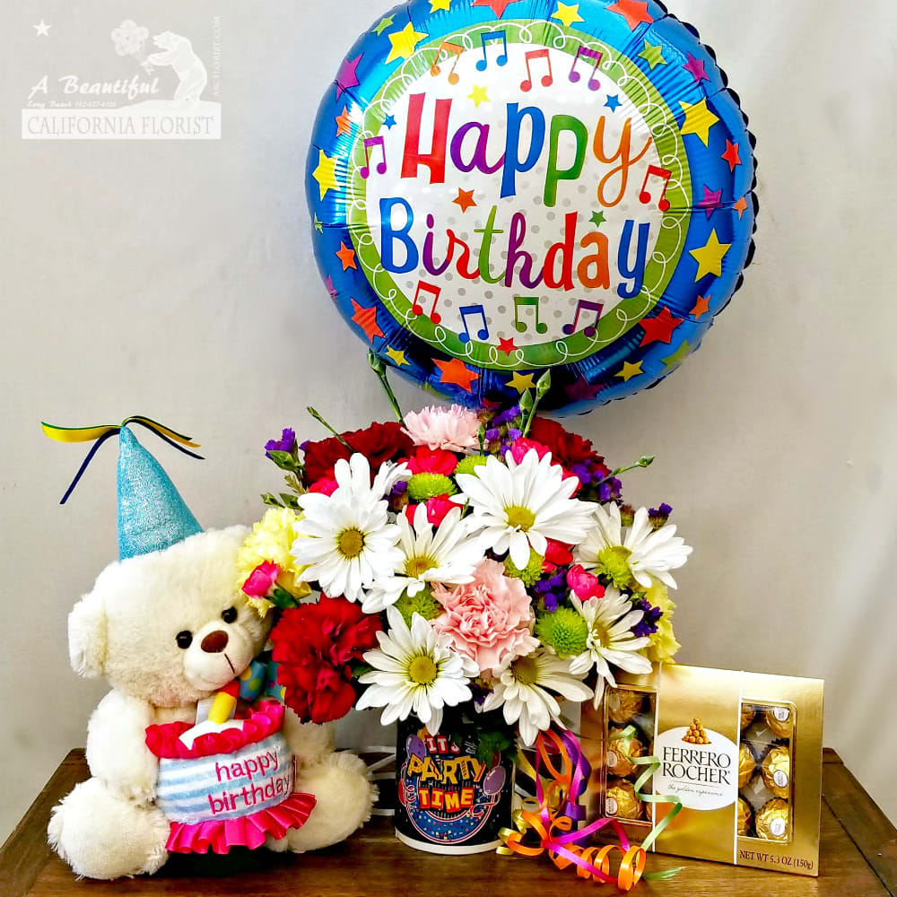 Happy Birthday Combo Flowers Bear Chocolates And Balloon In Long Beach Ca A Beautiful California Florist Download and use 10,000+ happy birthday stock photos for free. happy birthday combo flowers bear chocolates and balloon in long beach ca a beautiful california florist